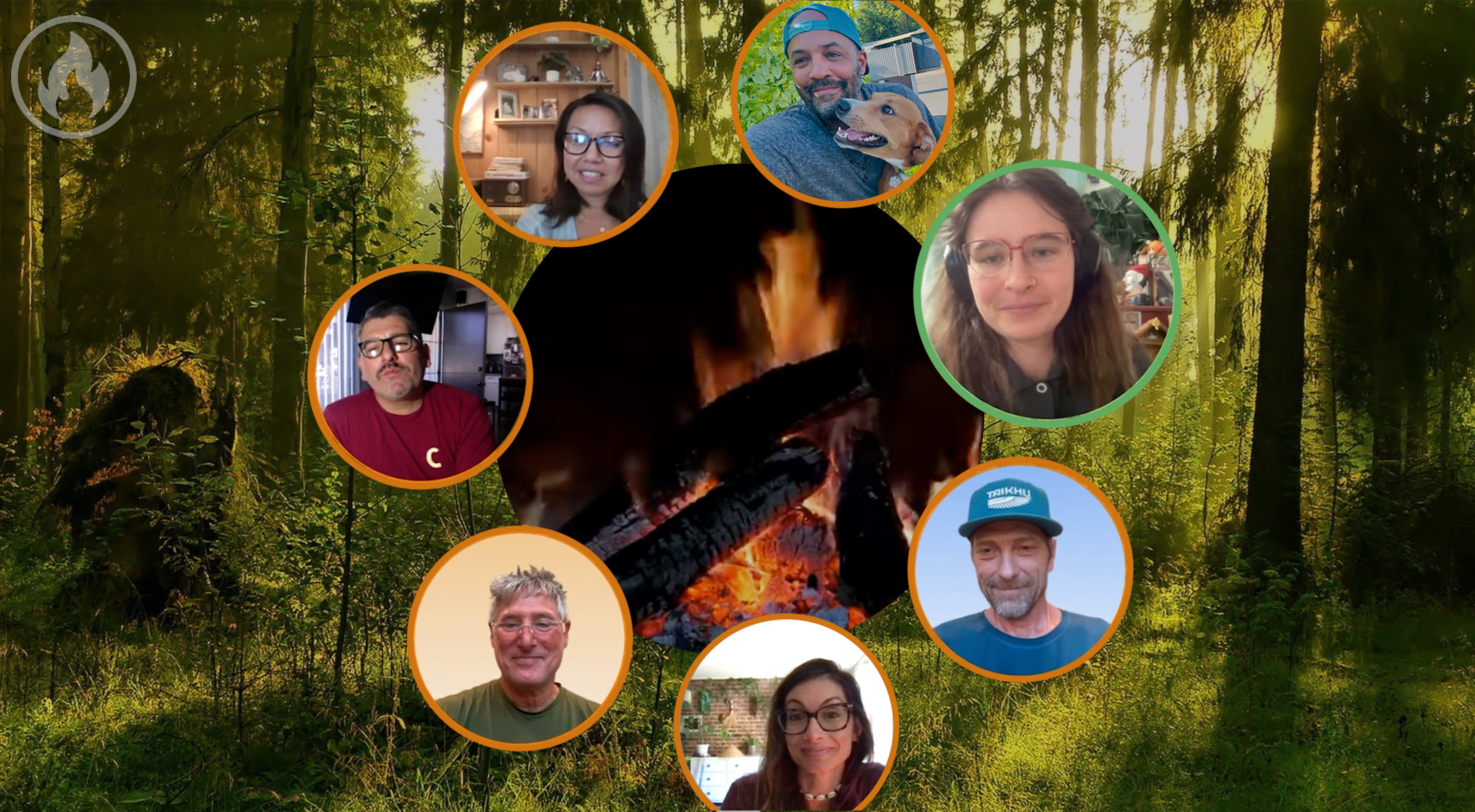 CircleUp gathering in the campfire room